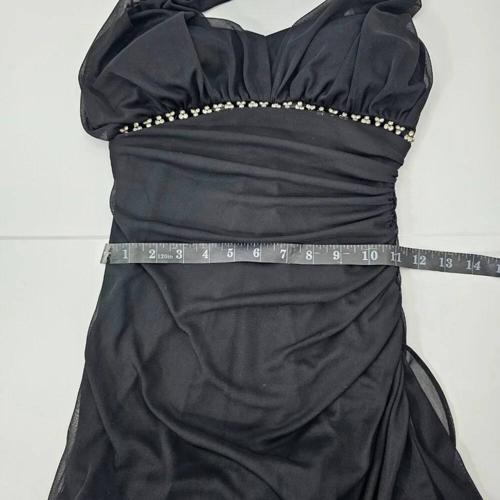 Betsy & Adam Women's Vintage Y2K Black Rhinestone Halter Bodycon Dress Size 4 - Picture 12 of 14